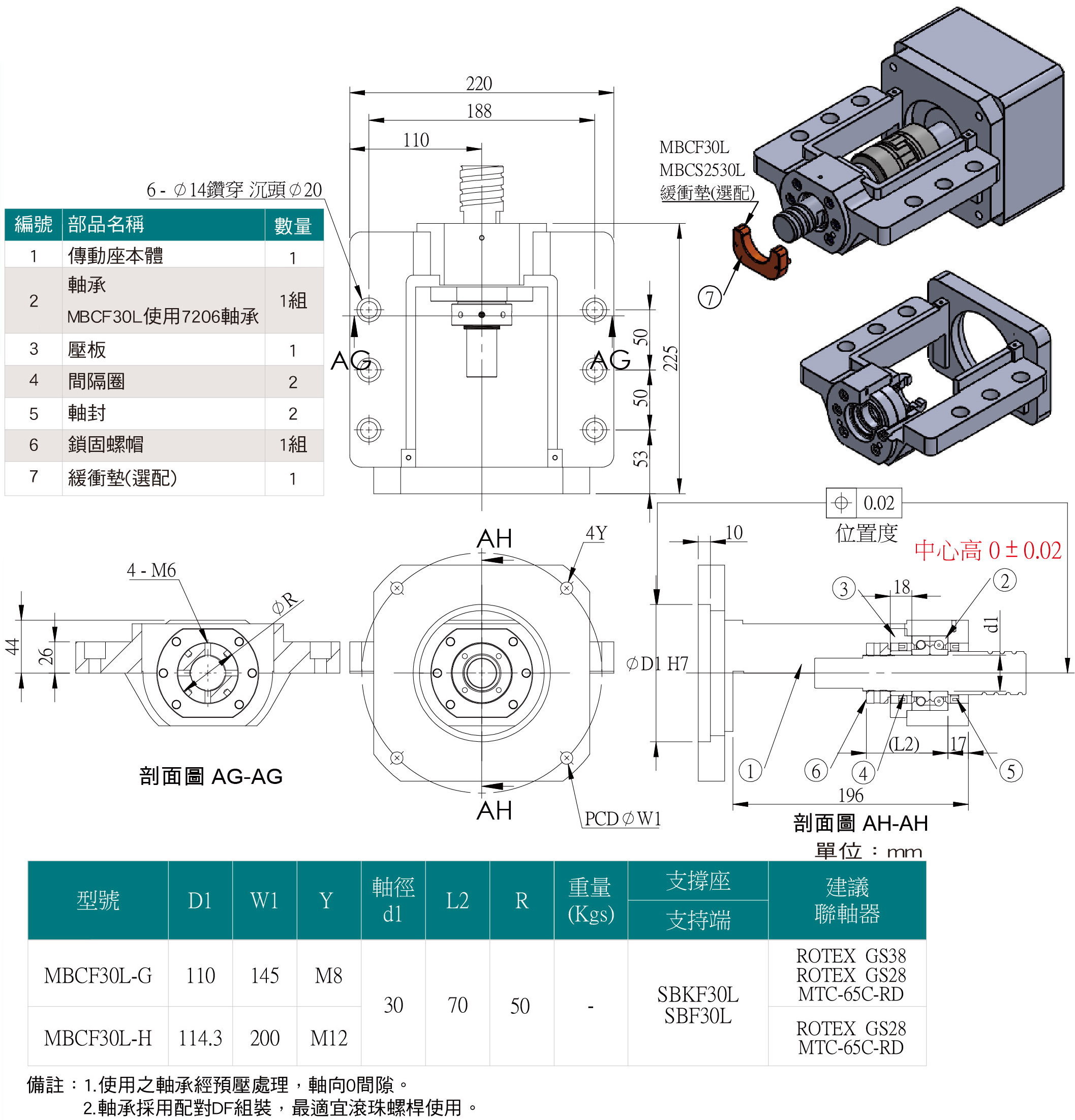MBCF30L(中心高0)